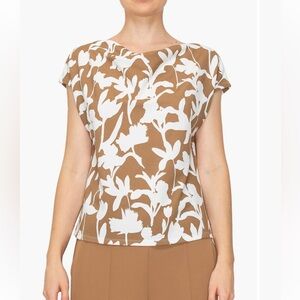 Melloday Floral Cowl Neck Cap Sleeve Top size large